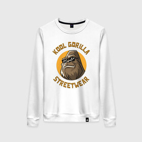 Женский свитшот хлопок с принтом Koll Gorilla Streetwear в Новосибирске, 100% хлопок | прямой крой, круглый вырез, на манжетах и по низу широкая трикотажная резинка  | gorilla | koll gorilla | streetwear | горилла | обезьяна