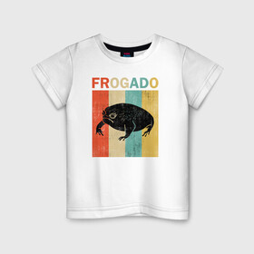 Детская футболка хлопок с принтом Дождевая жаба Frog + Avocado в Новосибирске, 100% хлопок | круглый вырез горловины, полуприлегающий силуэт, длина до линии бедер | avocado | breviceps fuscus | english | frog | авокадо | амфибия | африка | африканская дождевая лягушка | винтаж | винтажный дизайн | дождевая жаба | жаба | иллюстрация | иностранный | лягушка | надпись | по английски
