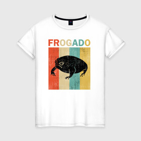 Женская футболка хлопок с принтом Дождевая жаба Frog + Avocado в Новосибирске, 100% хлопок | прямой крой, круглый вырез горловины, длина до линии бедер, слегка спущенное плечо | avocado | breviceps fuscus | english | frog | авокадо | амфибия | африка | африканская дождевая лягушка | винтаж | винтажный дизайн | дождевая жаба | жаба | иллюстрация | иностранный | лягушка | надпись | по английски
