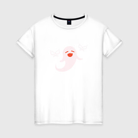 Женская футболка хлопок с принтом Hu Tao - Spirit в Новосибирске, 100% хлопок | прямой крой, круглый вырез горловины, длина до линии бедер, слегка спущенное плечо | genshin impact | paimon | геншин импакт | паимон | паймон | приведение | призрак | ху тао