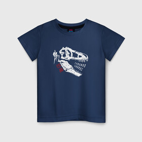 Детская футболка хлопок с принтом Тиранозавр Рекс в Новосибирске, 100% хлопок | круглый вырез горловины, полуприлегающий силуэт, длина до линии бедер | Тематика изображения на принте: дино | динозавр | животные | зверь | иероглифы | скелет | тиранозавр рекс | хищник | череп