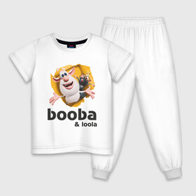 Детская пижама хлопок с принтом Буба и Лола в Новосибирске, 100% хлопок |  брюки и футболка прямого кроя, без карманов, на брюках мягкая резинка на поясе и по низу штанин
 | booba | loola | буба | домовой | крыса | лола