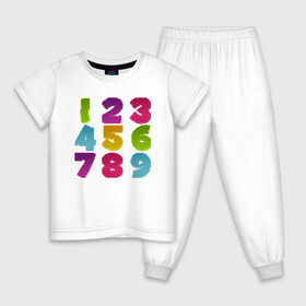 Детская пижама хлопок с принтом цифры в Новосибирске, 100% хлопок |  брюки и футболка прямого кроя, без карманов, на брюках мягкая резинка на поясе и по низу штанин
 | биржа | дети | математика | таблица | ученик | учитель | цена | цифры | число | школа