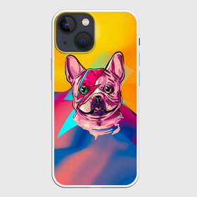 Чехол для iPhone 13 mini с принтом Собака с молнией в Новосибирске,  |  | dog | бульдог | гроза | молния | мопс | пес | собака | собаки | собачка | текстура