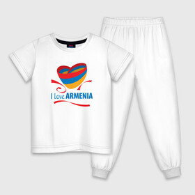 Детская пижама хлопок с принтом Я люблю Армению в Новосибирске, 100% хлопок |  брюки и футболка прямого кроя, без карманов, на брюках мягкая резинка на поясе и по низу штанин
 | armenia | logo | армения | армян | армяни | герб | лев и орел | лого | символ | флаг | флаг и герб армении