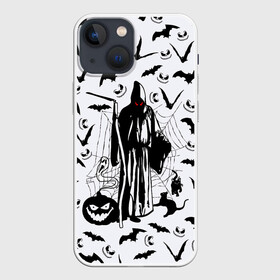 Чехол для iPhone 13 mini с принтом Хэллоуин, Grim Reaper в Новосибирске,  |  | bat | death | ghost | halloween | horror | spiderweb | вампиры | летучая мышь | летучие мыши | нечистая сила | нечисть | пауки | паутина | привидение | призрак | страшный | тыква | тьма | хеллоуин | хоррор | хэллоуин