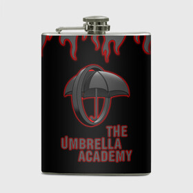 Фляга с принтом The Umbrella Academy | Академи в Новосибирске, металлический корпус | емкость 0,22 л, размер 125 х 94 мм. Виниловая наклейка запечатывается полностью | Тематика изображения на принте: dark horse comics | the umbrella academy | umbrella | академия амбрелла | комикс | комильфо