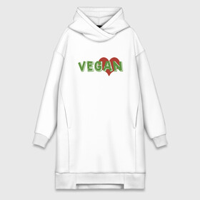 Платье-худи хлопок с принтом Vegan Love в Новосибирске,  |  | green | greenpaece | love | vegan | yoga | веган | вегетарианец | гринпис | дерево | еда | животные | жизнь | здоровье | зеленый | йога | любовь | мир | овощи | пища | планета | природа | сердце | фрукты