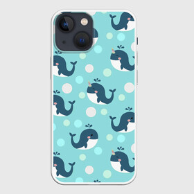 Чехол для iPhone 13 mini с принтом Единорогие киты в Новосибирске,  |  | арт | дельфин | дельфины | единороги | единорожки | кит | киты | море | моря | океан | океаны | под водой | рисунок