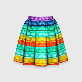 Детская юбка-солнце 3D с принтом  ПОП ИТ ANTI-STRESS в Новосибирске, 100% полиэстер | Эластичный пояс, крупные складки | pop it | popit | антистресс | игрушка | поп ит | попит | пузырчатая плёнка | пупырка | симпл димпл | симплдимпл
