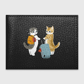 Обложка для студенческого билета с принтом Котики отправляются в отпуск в Новосибирске, натуральная кожа | Размер: 11*8 см; Печать на всей внешней стороне | Тематика изображения на принте: арт | катана | кот | котёнок | котики | коты | котята | кошка | кошки | милая кошка | милый кот | милый котёнок | отдых | отпуск | пончик | рисунок | рюкзак | чемодан | япония
