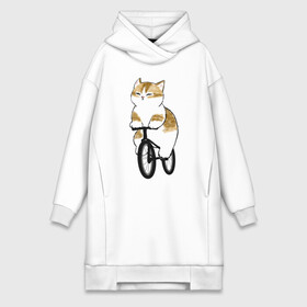 Платье-худи хлопок с принтом Котик на велосипеде в Новосибирске,  |  | арт | велосипед | ветер | кот | котёнок | кошка | милая кошка | милый кот | милый котёнок | отдых | отдыхает | пончик | рисунок