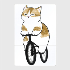 Магнитный плакат 2Х3 с принтом Котик на велосипеде в Новосибирске, Полимерный материал с магнитным слоем | 6 деталей размером 9*9 см | Тематика изображения на принте: арт | велосипед | ветер | кот | котёнок | кошка | милая кошка | милый кот | милый котёнок | отдых | отдыхает | пончик | рисунок