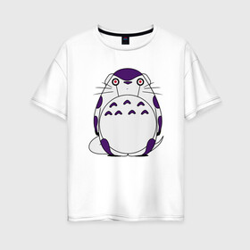 Женская футболка хлопок Oversize с принтом Totoro Frieza в Новосибирске, 100% хлопок | свободный крой, круглый ворот, спущенный рукав, длина до линии бедер
 | dragon ball | frieza | ghibli | japan | nature | neigbor | totoro | анимация | аниме | гибли | друг | животные | лес | манга | милый | миядзаки | мой сосед тоторо | мульт | мультфильм | природа | сосед | торияма | тоторо | фриза