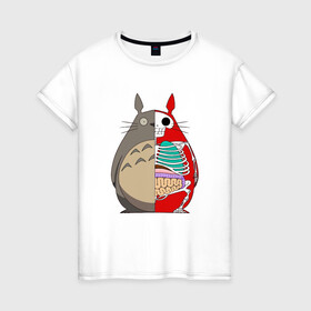 Женская футболка хлопок с принтом Totoro Inside в Новосибирске, 100% хлопок | прямой крой, круглый вырез горловины, длина до линии бедер, слегка спущенное плечо | ghibli | japan | nature | neigbor | neighbour | totoro | анимация | аниме | гибли | друг | животные | лес | милый | мир | миядзаки | мой сосед тоторо | мульт | мультфильм | природа | сосед | тоторо | хаяо | хранитель | япония