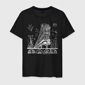 Мужская футболка хлопок с принтом Ghibellini White в Новосибирске, 100% хлопок | прямой крой, круглый вырез горловины, длина до линии бедер, слегка спущенное плечо. | архитектор | архитектура | город | городской пейзаж | ласточки | ласточкин хвост | пейзаж | столица | тульская