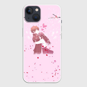 Чехол для iPhone 13 с принтом Аниме Объятия Любовь Пара в Новосибирске,  |  | anime | japan | love | аниме | анимэ | знак | любовь | манги | обнимашки | пара | парные | персонаж | сакура | саске | сердечки | сердце | цветы | япония