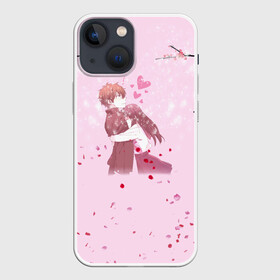 Чехол для iPhone 13 mini с принтом Аниме Объятия Любовь Пара в Новосибирске,  |  | anime | japan | love | аниме | анимэ | знак | любовь | манги | обнимашки | пара | парные | персонаж | сакура | саске | сердечки | сердце | цветы | япония