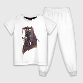 Детская пижама хлопок с принтом Скарамучча в Новосибирске, 100% хлопок |  брюки и футболка прямого кроя, без карманов, на брюках мягкая резинка на поясе и по низу штанин
 | арт | баал | инадзума | милый парень | рисунок | скарамучча | фатуи