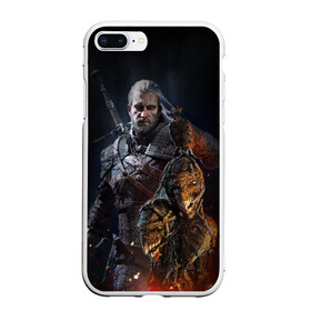 Чехол для iPhone 7Plus/8 Plus матовый с принтом Witcher III в Новосибирске, Силикон | Область печати: задняя сторона чехла, без боковых панелей | geralt | the witcher | wild hunt | witcher 3 | ведьмак | ведьмак 3 | геральт | дикая охота