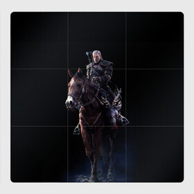 Магнитный плакат 3Х3 с принтом Geralt в Новосибирске, Полимерный материал с магнитным слоем | 9 деталей размером 9*9 см | Тематика изображения на принте: geralt | plotka | the witcher | wild hunt | witcher 3 | ведьмак | ведьмак 3 | геральт | дикая охота | плотва