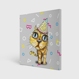 Холст квадратный с принтом Котик в Новосибирске, 100% ПВХ |  | геометрия | глаза | день рождения | именинник | кот | котик