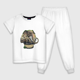 Детская пижама хлопок с принтом Слон-военный в Новосибирске, 100% хлопок |  брюки и футболка прямого кроя, без карманов, на брюках мягкая резинка на поясе и по низу штанин
 | автомат | арт | животное | зверь | оружие | рисунок | слон | человекоподобный