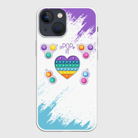 Чехол для iPhone 13 mini с принтом POP IT HEART в Новосибирске,  |  | Тематика изображения на принте: pop it | popit | антистресс | игрушка | поп ит | попит | пузырчатая плёнка | пупырка | сердечко | сердце | симпл димпл | симплдимпл