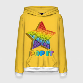 Женская толстовка 3D с принтом POP IT STAR | ПОП ИТ ЗВЕЗДА в Новосибирске, 100% полиэстер  | двухслойный капюшон со шнурком для регулировки, мягкие манжеты на рукавах и по низу толстовки, спереди карман-кенгуру с мягким внутренним слоем. | pop it | popit | антистресс | звезда | игрушка | поп ит | попит | пузырчатая плёнка | пупырка | симпл димпл | симплдимпл