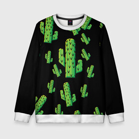 Детский свитшот 3D с принтом Cactus Time - Веселые кактусы в Новосибирске, 100% полиэстер | свободная посадка, прямой крой, мягкая тканевая резинка на рукавах и понизу свитшота | cactus time | веселый | зеленый | кактусы | милый