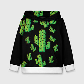 Детская толстовка 3D с принтом Cactus Time - Веселые кактусы в Новосибирске, 100% полиэстер | двухслойный капюшон со шнурком для регулировки, мягкие манжеты на рукавах и по низу толстовки, спереди карман-кенгуру с мягким внутренним слоем | cactus time | веселый | зеленый | кактусы | милый