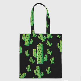 Шоппер 3D с принтом Cactus Time - Веселые кактусы в Новосибирске, 100% полиэстер | Плотность: 200 г/м2; Размер: 34×35 см; Высота лямок: 30 см | cactus time | веселый | зеленый | кактусы | милый