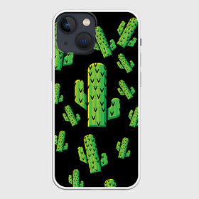 Чехол для iPhone 13 mini с принтом Cactus Time   Веселые кактусы в Новосибирске,  |  | cactus time | веселый | зеленый | кактусы | милый