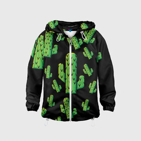 Детская ветровка 3D с принтом Cactus Time - Веселые кактусы в Новосибирске, 100% полиэстер | подол и капюшон оформлены резинкой с фиксаторами, по бокам два кармана без застежек, один потайной карман на груди | cactus time | веселый | зеленый | кактусы | милый