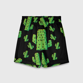 Детские спортивные шорты 3D с принтом Cactus Time - Веселые кактусы в Новосибирске,  100% полиэстер
 | пояс оформлен широкой мягкой резинкой, ткань тянется
 | cactus time | веселый | зеленый | кактусы | милый