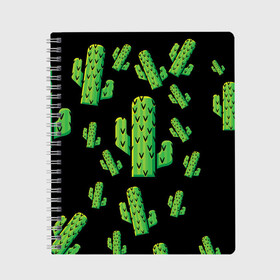 Тетрадь с принтом Cactus Time - Веселые кактусы в Новосибирске, 100% бумага | 48 листов, плотность листов — 60 г/м2, плотность картонной обложки — 250 г/м2. Листы скреплены сбоку удобной пружинной спиралью. Уголки страниц и обложки скругленные. Цвет линий — светло-серый
 | Тематика изображения на принте: cactus time | веселый | зеленый | кактусы | милый