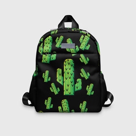 Детский рюкзак 3D с принтом Cactus Time - Веселые кактусы в Новосибирске, 100% полиэстер | лямки с регулируемой длиной, сверху петелька, чтобы рюкзак можно было повесить на вешалку. Основное отделение закрывается на молнию, как и внешний карман. Внутри дополнительный карман. По бокам два дополнительных кармашка | Тематика изображения на принте: cactus time | веселый | зеленый | кактусы | милый