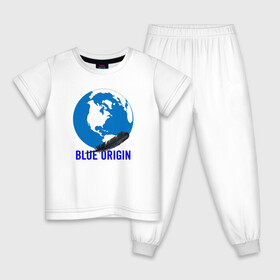 Детская пижама хлопок с принтом Blue Origin в Новосибирске, 100% хлопок |  брюки и футболка прямого кроя, без карманов, на брюках мягкая резинка на поясе и по низу штанин
 | astronautics | blue origin | space | usa | америка | блу оригин | блу ориджин | космическая компания | космические полеты | космонавтика | космос | полеты | про космос | сша