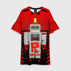 Детское платье 3D с принтом ROBO | ROBLOX | РОБЛОКС (Z) в Новосибирске, 100% полиэстер | прямой силуэт, чуть расширенный к низу. Круглая горловина, на рукавах — воланы | game | gamer | roblox | robo | simulator | игра | конструктор | роблок | роблокс | робо | симулятор | строительство | фигура
