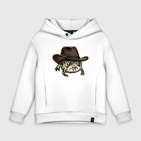 Детское худи Oversize хлопок с принтом Дождевая лягушка в шляпе в Новосибирске, френч-терри — 70% хлопок, 30% полиэстер. Мягкий теплый начес внутри —100% хлопок | боковые карманы, эластичные манжеты и нижняя кромка, капюшон на магнитной кнопке | cowboy | cowboy hat | desert rain frog | howdy meme | meme | дождевая лягушка | иллюстрация | ковбой | ковбойская шляпа | лягуха | мемы | настроение | недовольное лицо | прикольные картинки | рисунок | сердитая лягушка