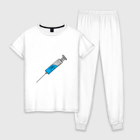 Женская пижама хлопок с принтом SQL Injection инъекция  в Новосибирске, 100% хлопок | брюки и футболка прямого кроя, без карманов, на брюках мягкая резинка на поясе и по низу штанин | injection | sql | инъекция | эс кью эль
