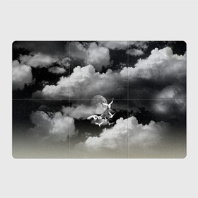 Магнитный плакат 3Х2 с принтом Cloudy Night в Новосибирске, Полимерный материал с магнитным слоем | 6 деталей размером 9*9 см | Тематика изображения на принте: clouds | moon | night | northern lights | ravens | stars | вороны | звезды | луна | ночное небо | облака | птицы | тучи