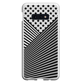 Чехол для Samsung S10E с принтом Полосатый комбинированный узор в Новосибирске, Силикон | Область печати: задняя сторона чехла, без боковых панелей | звезды | комбинированный | молодежный | монохромный | полосатый | серый и черный | современный | черно белый