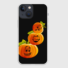 Чехол для iPhone 13 mini с принтом Хэллоуин смешные тыквы в Новосибирске,  |  | день всех святых | забавные рожицы | карнавал | праздник | смешные | тыквы | хэллоуин