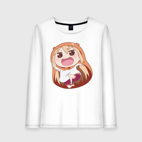 Женский лонгслив хлопок с принтом Umaru в Новосибирске, 100% хлопок |  | anime | himouto umaru chan | umaru | umaru chan | аниме | аниме сереал | двуличная сестрёнка умару | мульт  фильм | мультсериал | умару | умару дома | умару чан