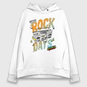 Женское худи Oversize хлопок с принтом Rock Days в Новосибирске, френч-терри — 70% хлопок, 30% полиэстер. Мягкий теплый начес внутри —100% хлопок | боковые карманы, эластичные манжеты и нижняя кромка, капюшон на магнитной кнопке | rock | rocker | бумбокс | иллюстрация | магнитола | музыка