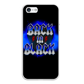 Чехол для iPhone 5/5S матовый с принтом BACK in BLACK AC/DC в Новосибирске, Силикон | Область печати: задняя сторона чехла, без боковых панелей | ac dc | acdc | acdc ас дс | angus | back in black | highway to hell | mckinnon | you | австралийская | ангус янг | ас дс | асдс | блюз | в форме | гитара | группа | крис слэйд | метал | молния | музыка | певец | рок | рок н ролл | стиви янг