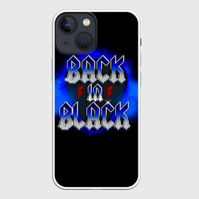 Чехол для iPhone 13 mini с принтом BACK in BLACK AC DC в Новосибирске,  |  | ac dc | acdc | acdc ас дс | angus | back in black | highway to hell | mckinnon | you | австралийская | ангус янг | ас дс | асдс | блюз | в форме | гитара | группа | крис слэйд | метал | молния | музыка | певец | рок | рок н ролл | стиви янг