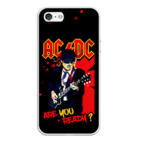 Чехол для iPhone 5/5S матовый с принтом ARE YOU REDY? AC/DC в Новосибирске, Силикон | Область печати: задняя сторона чехла, без боковых панелей | ac dc | acdc | acdc ас дс | angus | back in black | highway to hell | mckinnon | you | австралийская | ангус янг | ас дс | асдс | блюз | в форме | гитара | группа | крис слэйд | метал | молния | музыка | певец | рок | рок н ролл | стиви янг