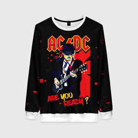 Женский свитшот 3D с принтом ARE YOU REDY? AC/DC в Новосибирске, 100% полиэстер с мягким внутренним слоем | круглый вырез горловины, мягкая резинка на манжетах и поясе, свободная посадка по фигуре | ac dc | acdc | acdc ас дс | angus | back in black | highway to hell | mckinnon | you | австралийская | ангус янг | ас дс | асдс | блюз | в форме | гитара | группа | крис слэйд | метал | молния | музыка | певец | рок | рок н ролл | стиви янг